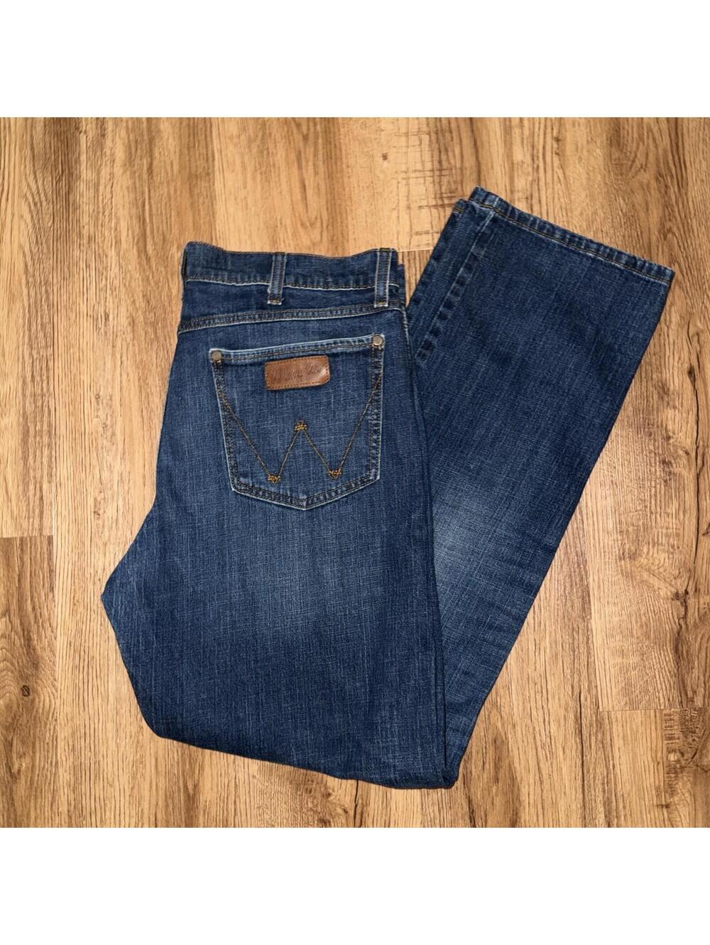 Wrangler Retro Relaxed Boot Jeans 36x34 Mens Blue Denim Dark Wash Cowboy Western
